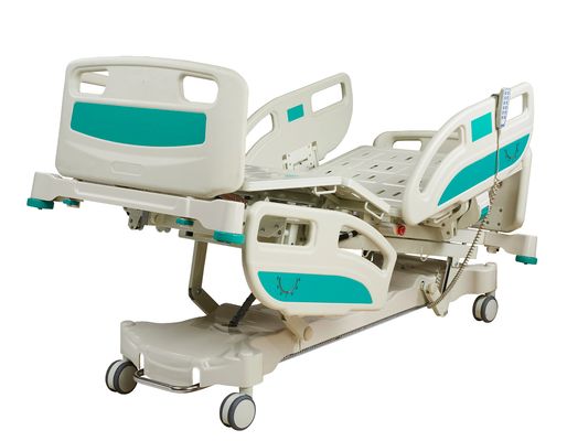 Fünf Funktions-elektrisches Krankenhaus-Bett, das geduldiges Bett für Bett-Patienten steht